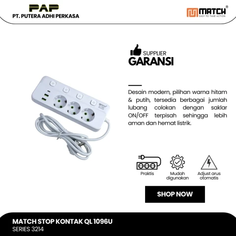 Match Stop Kontak Lubang-USB-Powerstrip