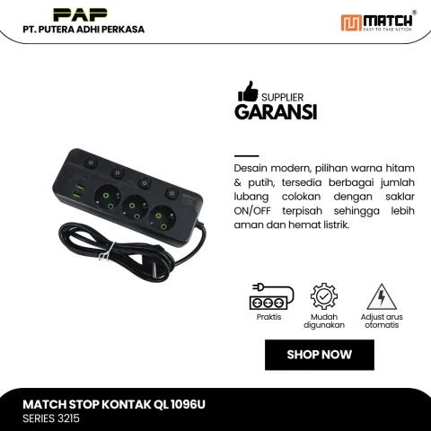 Match Stop Kontak Lubang-USB-Powerstrip