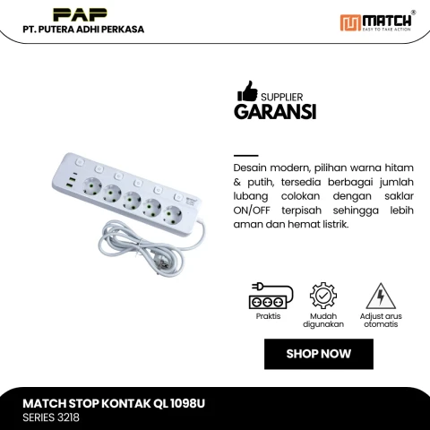 Match Stop Kontak Lubang-USB-Powerstrip