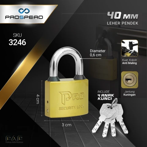 Prospero Gembok Pro Komp Bintik 4Key LP
