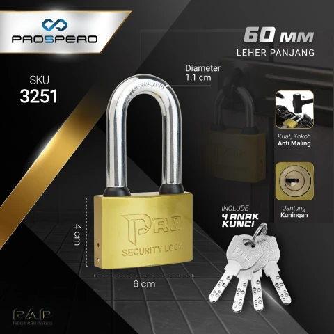 Prospero Gembok Pro Komp Bintik 4Key LP